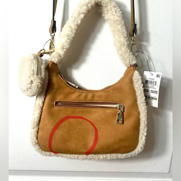 INC INTERNATIONAL CONCEPTS ZAREE FAUX FUR SHOULDER BAG IN TAN COLOUR - Picture 7 of 11